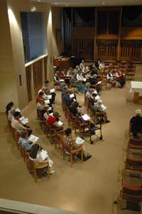 Benedictine sisters at Our Lady of Grace Monastery in Beech Grove and guests pray Morning Prayer on Dec. 12 in the community’s chapel. Daily life at the monastery involves a variety of works punctuated by communal prayer.