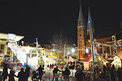 St. John the Evangelist Parish’s Christkindl Village lights up the night in Indianapolis on Dec. 19, 2015. (Submitted photo) 