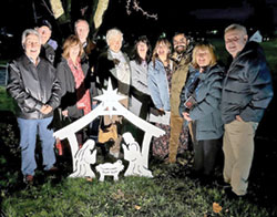 This Nativity scene, created by members of the Hispanic community of Holy Trinity Parish in Edinburgh, was stolen from the parish grounds last year, just before the feast of Our Lady of Guadalupe on Dec. 12. Members of the parish’s Hispanic community plan to build another Nativity scene before Christmas. (Submitted photo)